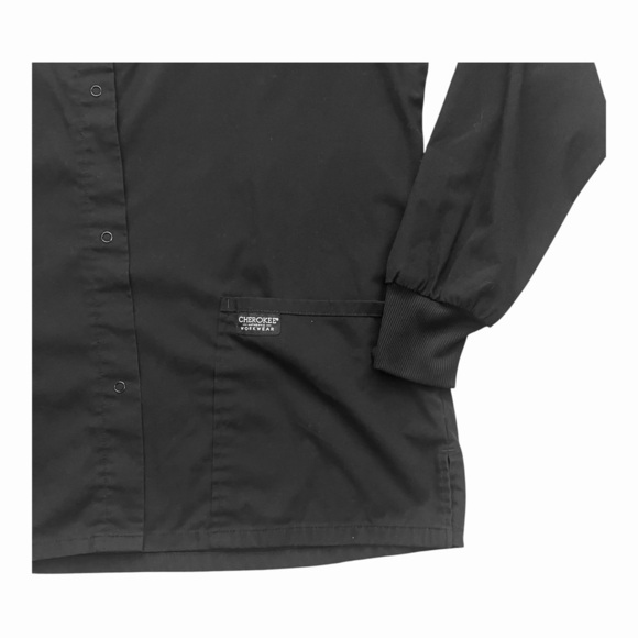 Cherokee Workwear medical top scrub jacket XL black button up front pockets - Picture 6 of 12